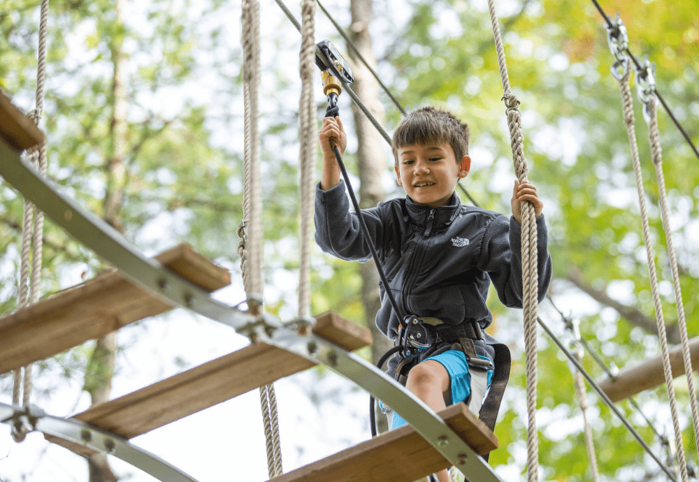 boy on Rope course
