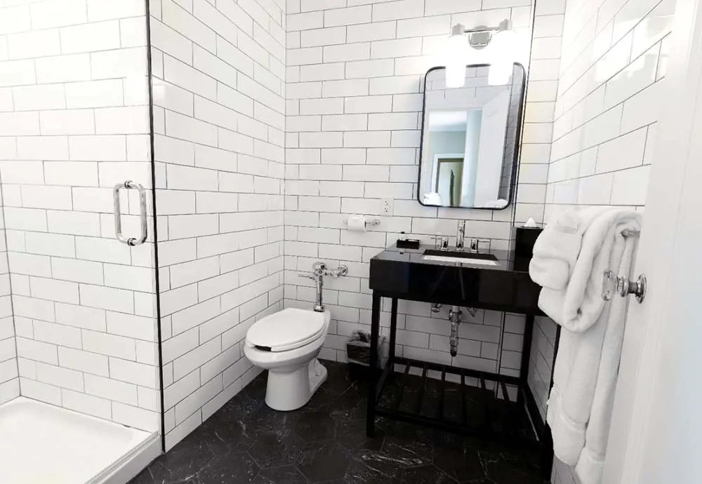 subway tile in bathroom