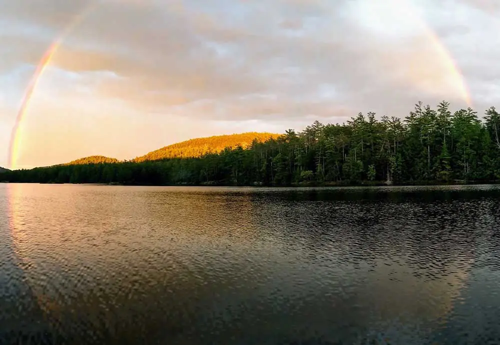 Rainbow over lake