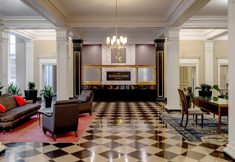 Hotel lobby and front desk