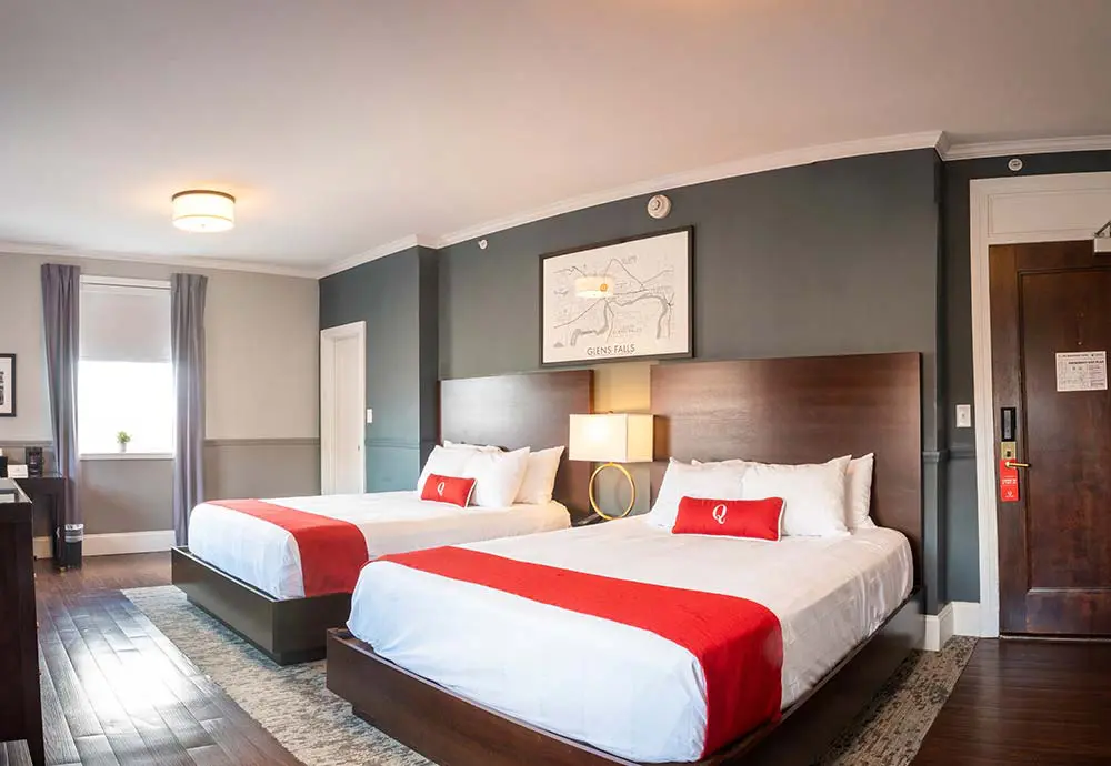 Two queen beds in hotel room